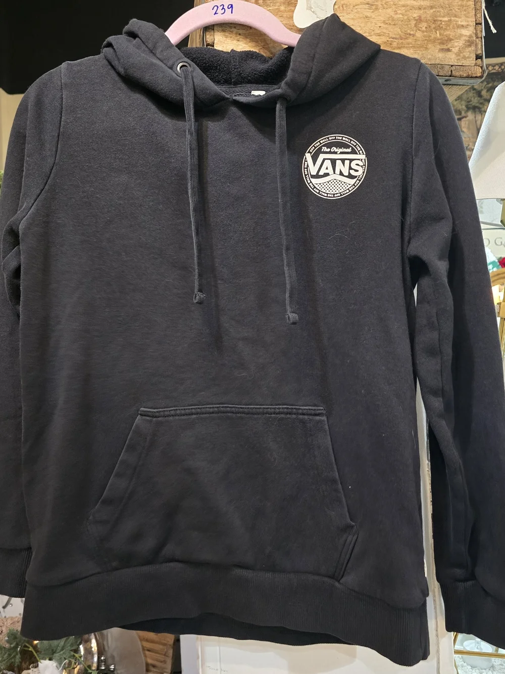 Vans Black Pullover Hoodie with White Crest Logo